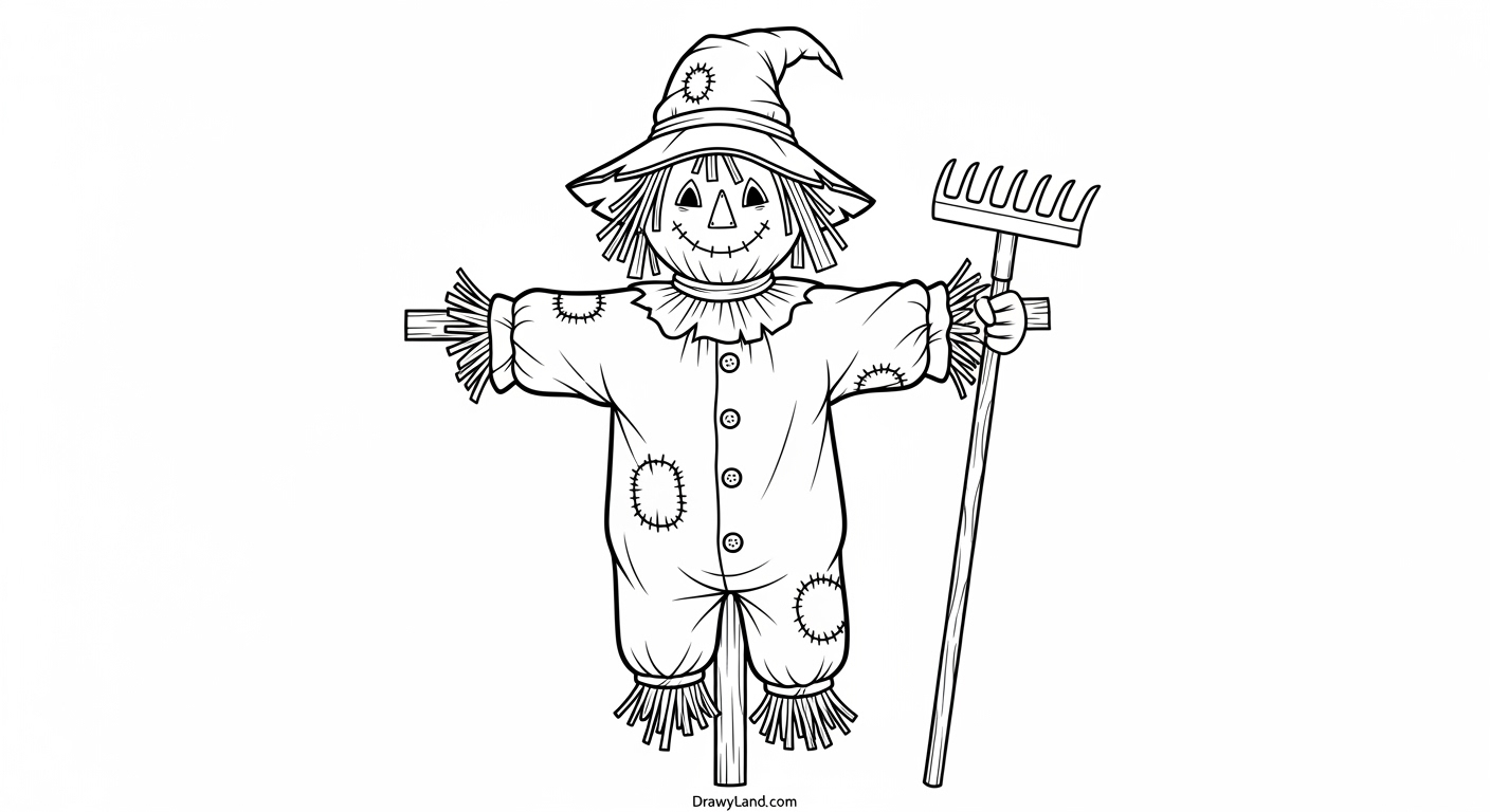 Fun & Free Printable Scarecrow Coloring Page Printable scarecrow template for farm scenes