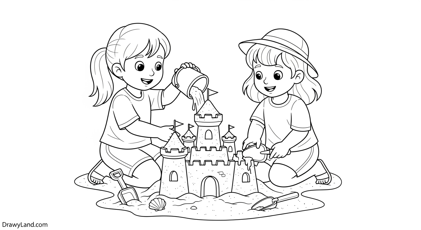 Free Printable Sharing Coloring Pages for Kids Friendship-themed sharing coloring page with kids holding hands