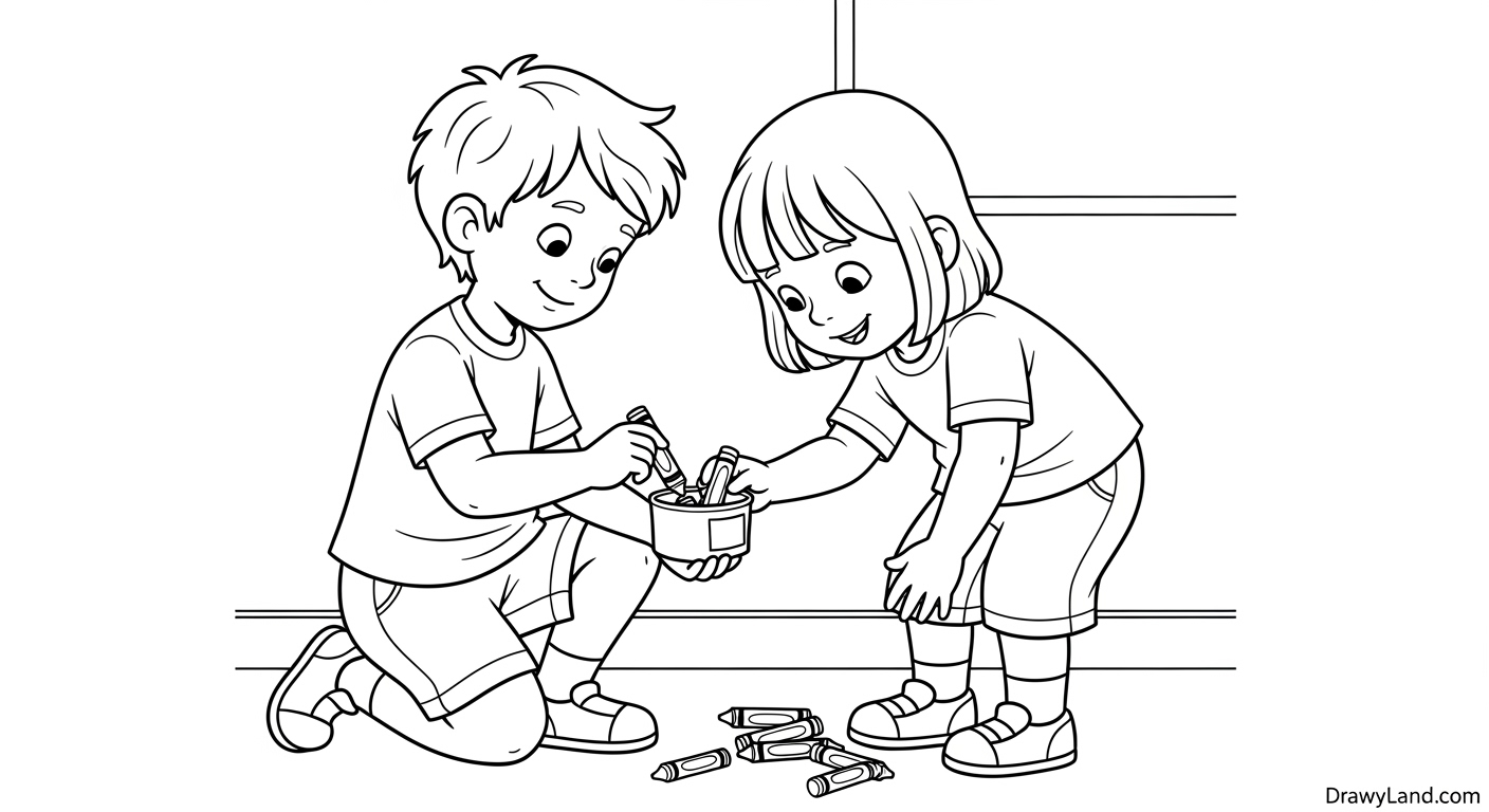 Free Printable Sharing Coloring Pages for Kids Easy sharing coloring page for a preschool classroom activity