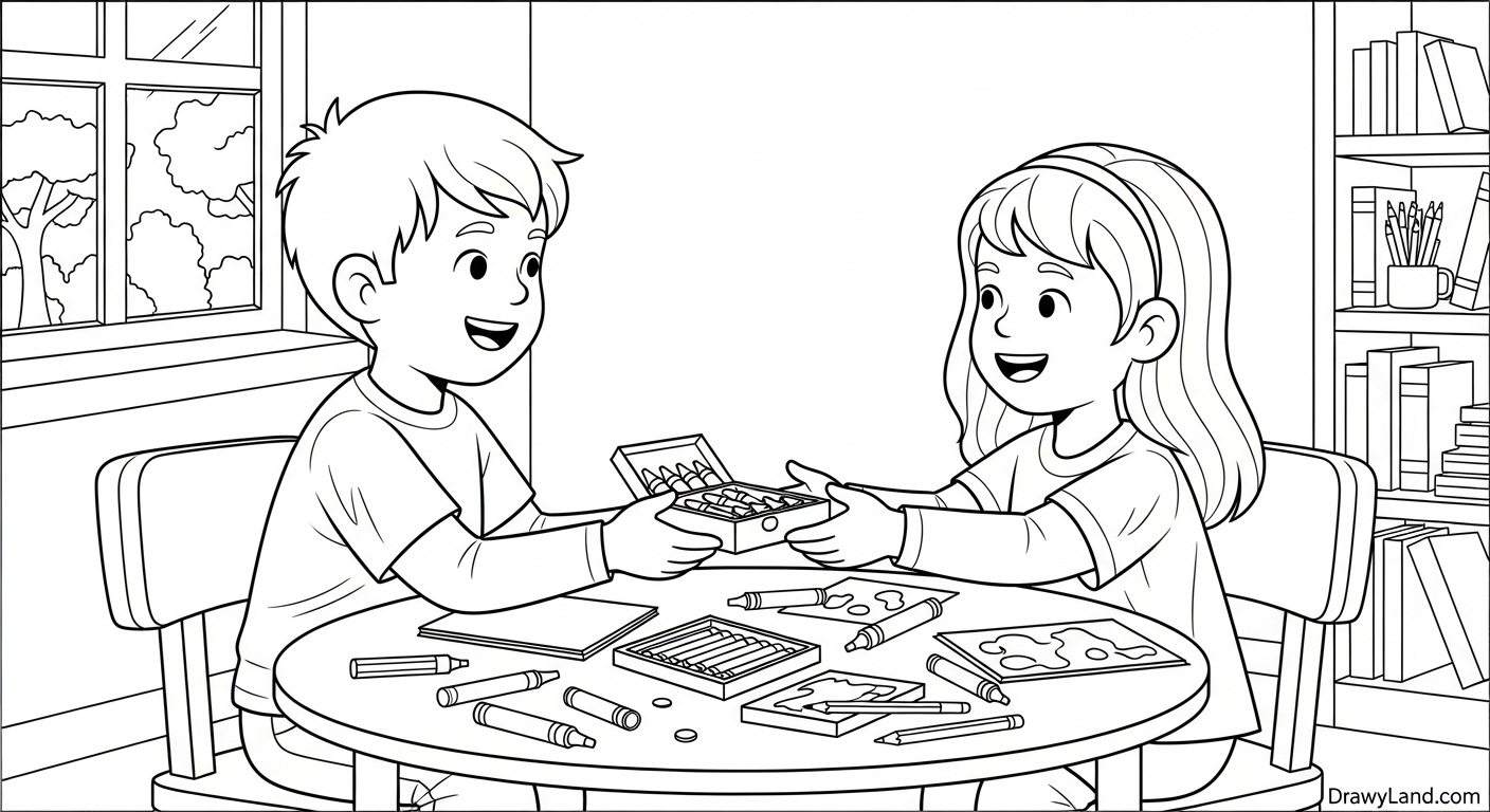 Free Printable Sharing Coloring Pages for Kids sharing coloring page 7
