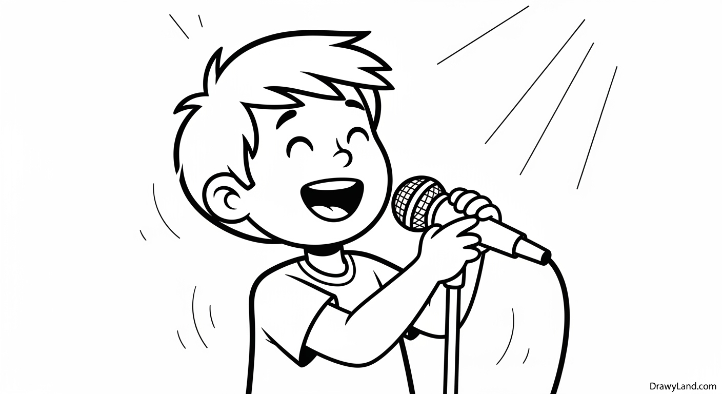 Free Printable Singer Coloring Pages for Little Musicians vocalist singing on stage coloring page