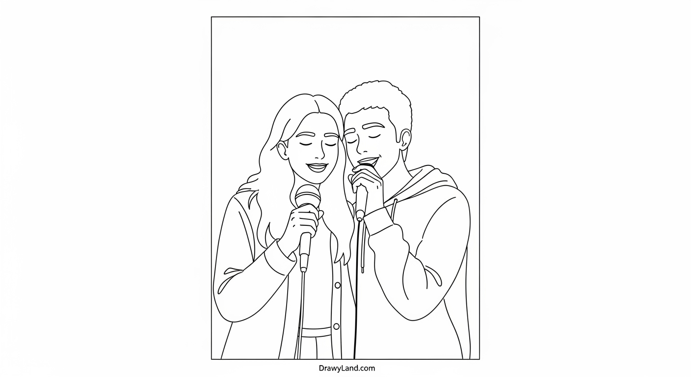 Free Printable Singer Coloring Pages for Little Musicians singer coloring page with music notes