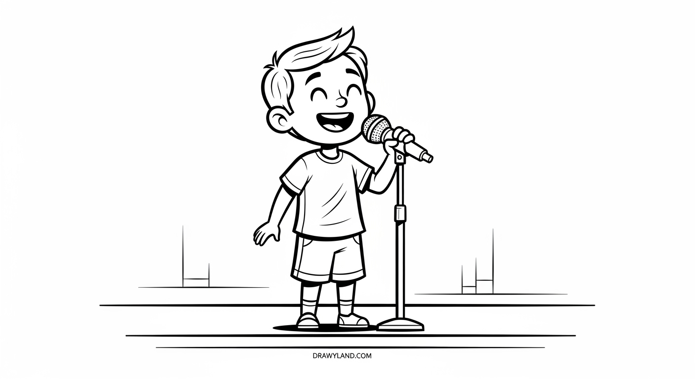 Free Printable Singer Coloring Pages for Little Musicians girl singer coloring page with microphone