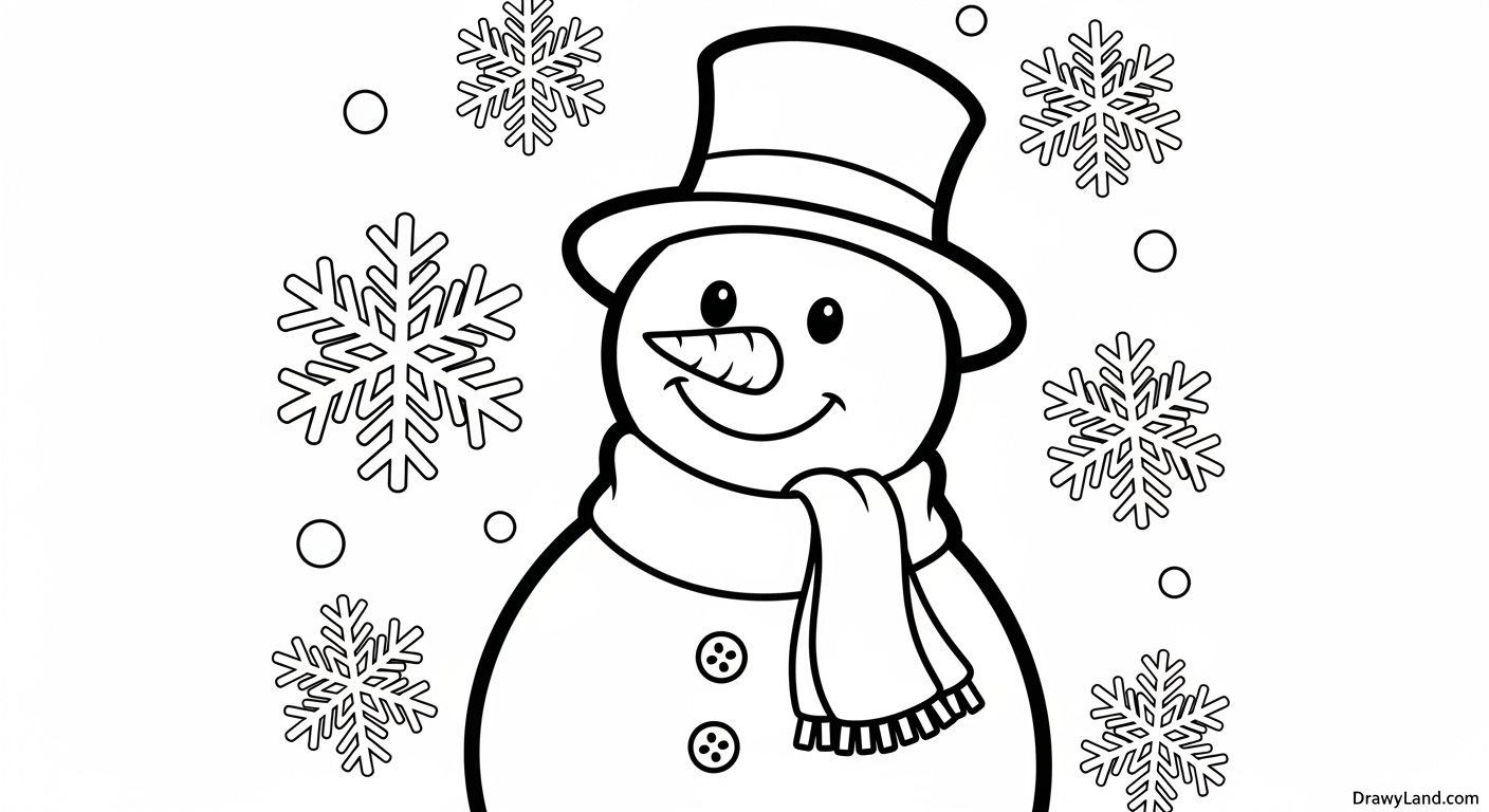 Free Printable Snowman Coloring Page easy snowman coloring sheet for preschool kids