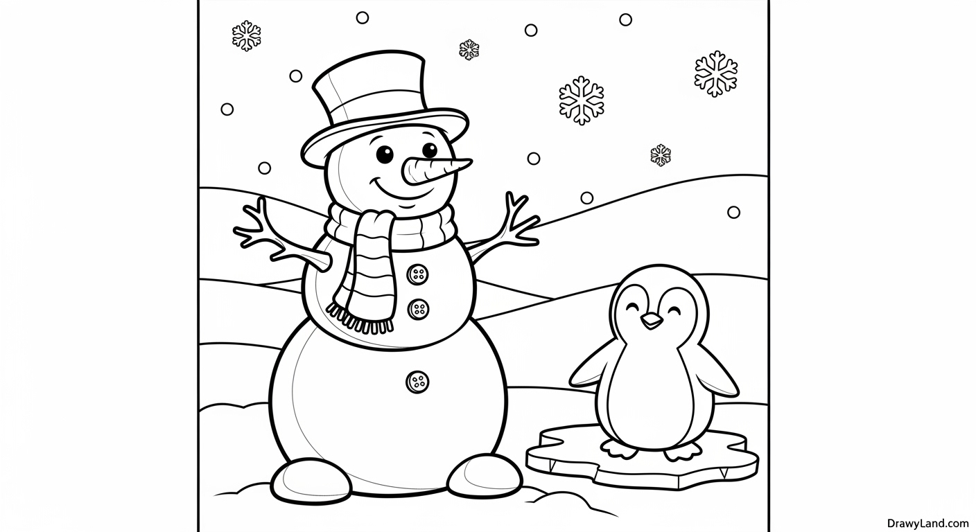 Free Printable Snowman Coloring Page cute snowman coloring printable with a carrot nose