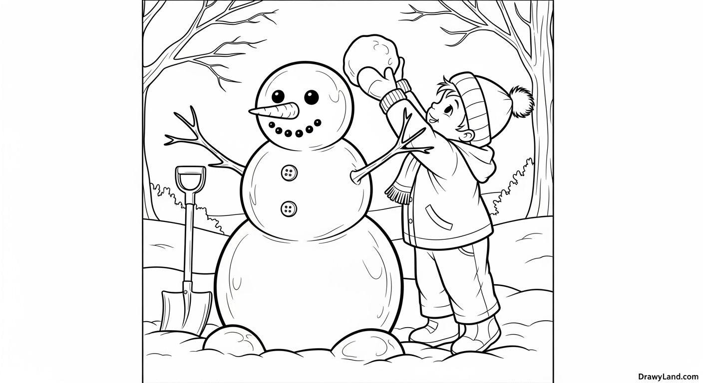 Free Printable Snowman Coloring Page build a snowman coloring page with scarf and mittens