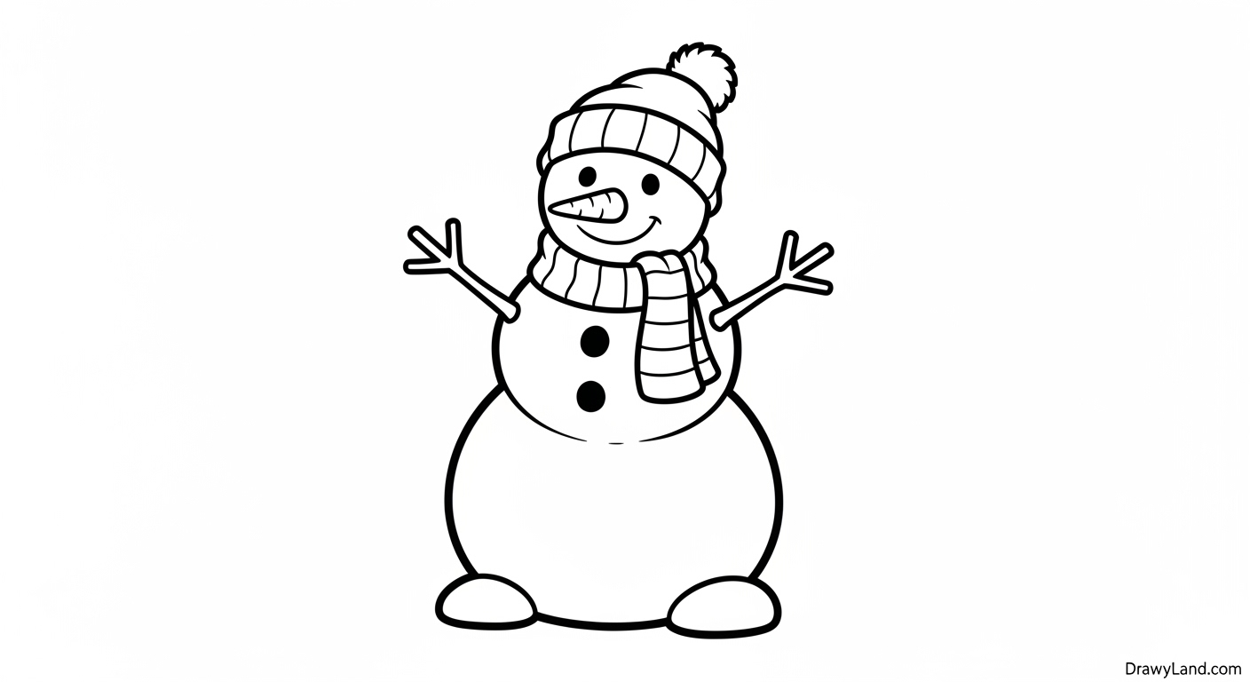 Free Printable Snowman Coloring Page a fun snowman drawing to color on a snowy day