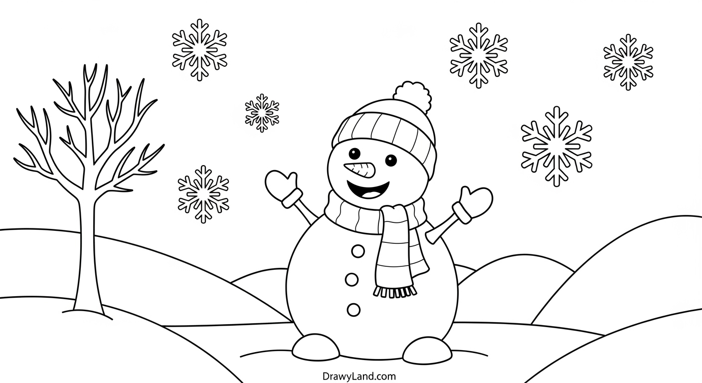 Free Printable Snowman Coloring Page coloring page of a snowman for winter preschool activities