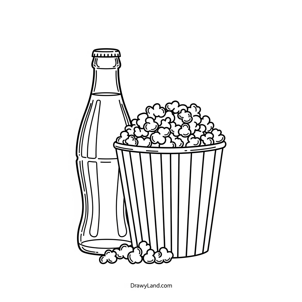 fun soda and pizza party coloring page printable