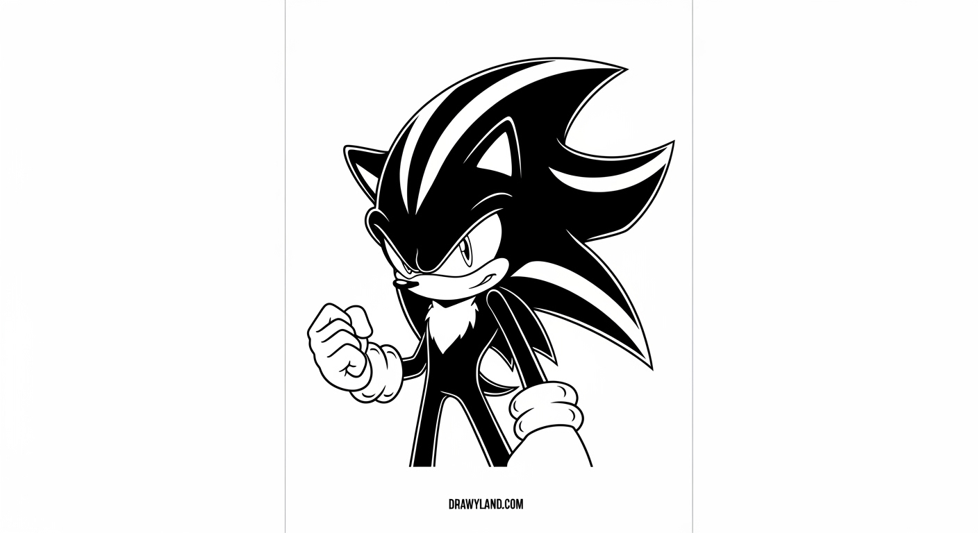 Free Printable Sonic Characters Coloring Pages Shadow the Hedgehog printable coloring page