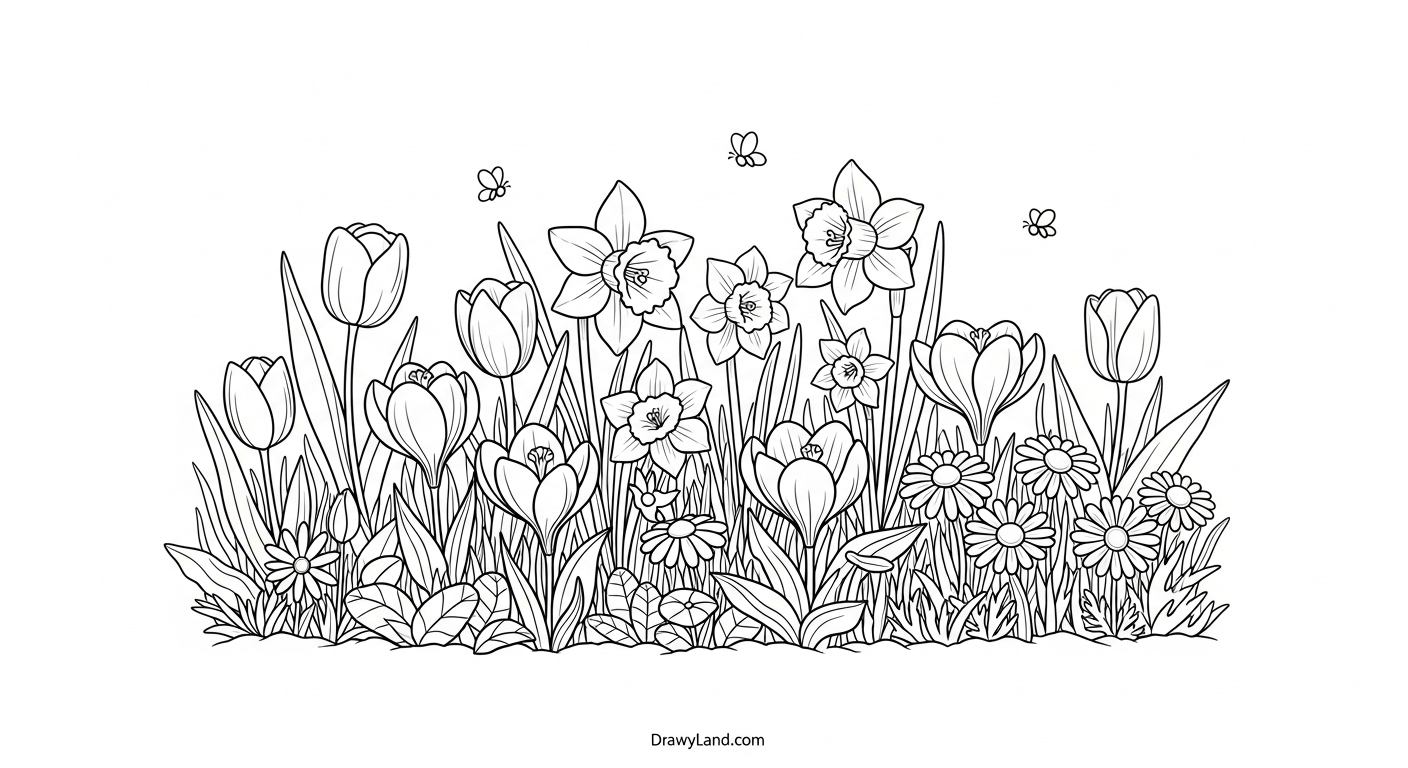Free Spring Flower Printable Coloring Pages spring flower printable with a butterfly