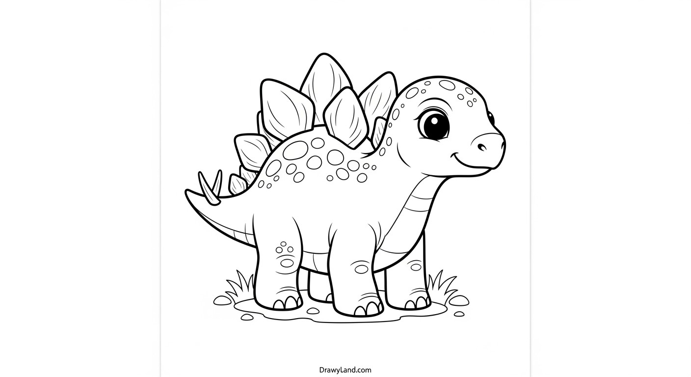 Free Printable Stegosaurus Dinosaur Coloring Pages Stegosaurus outline drawing with large back plates to color