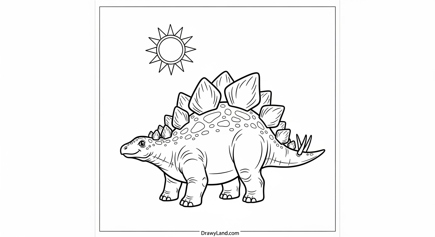 Free Printable Stegosaurus Dinosaur Coloring Pages Detailed Stegosaurus with thagomizer tail coloring printable