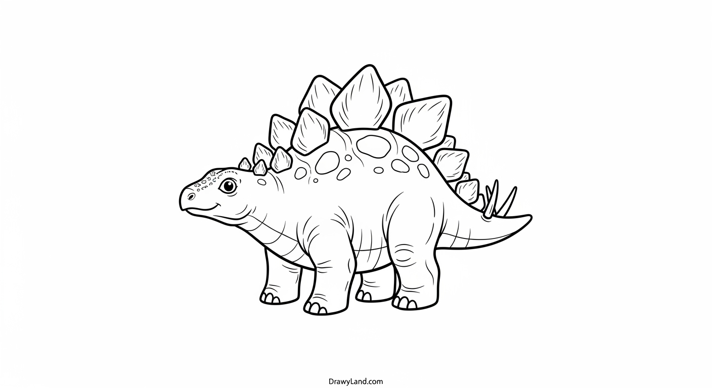 Free Printable Stegosaurus Dinosaur Coloring Pages A Stegosaurus in a Jurassic Period landscape coloring page