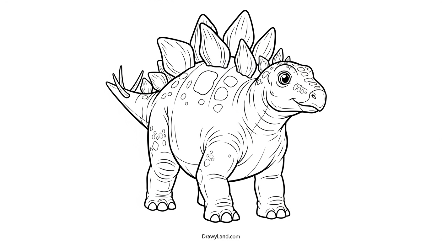 Free Printable Stegosaurus Dinosaur Coloring Pages A friendly Stegosaurus dinosaur coloring page for kids