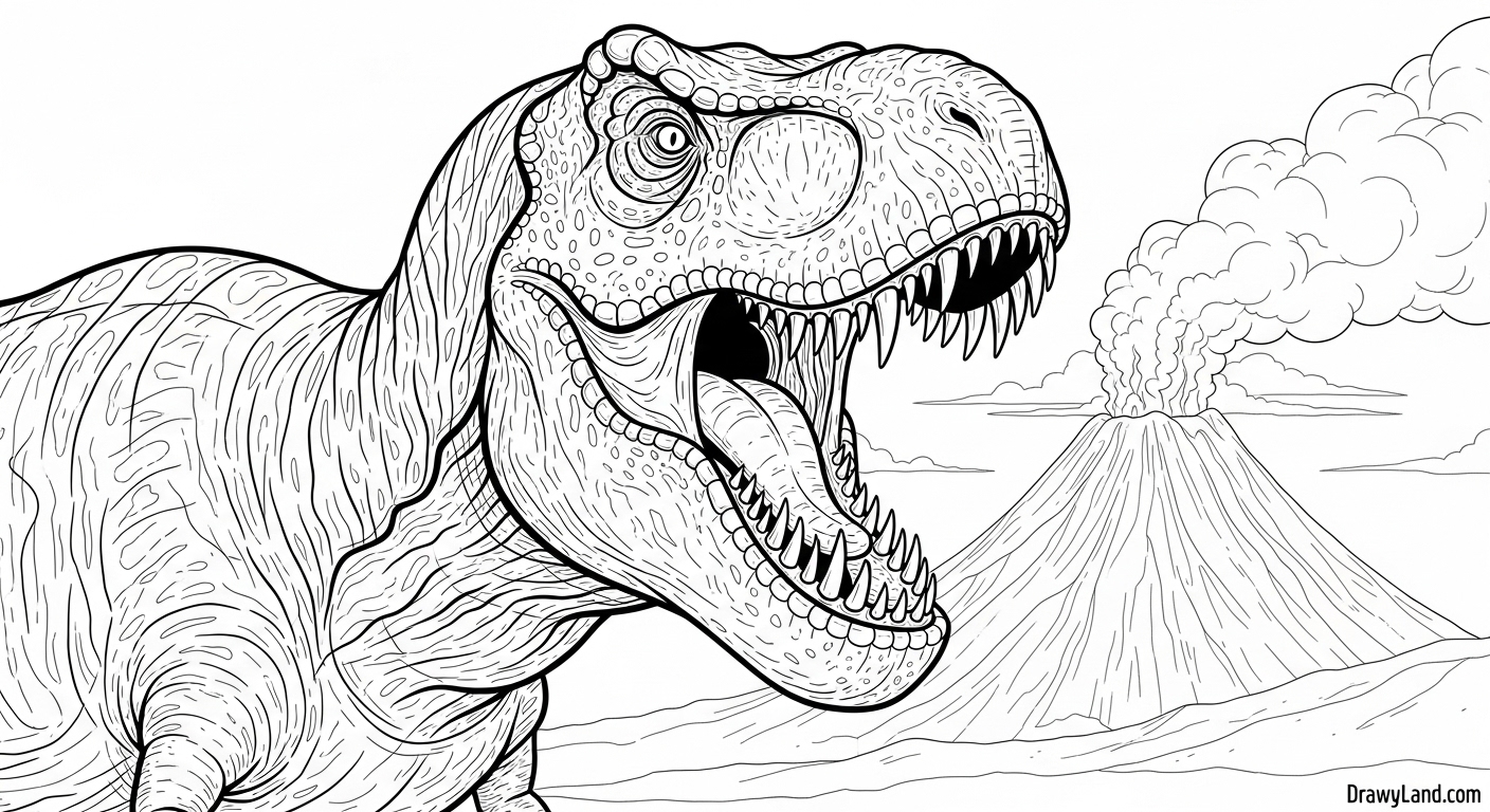 Free Printable T-Rex Coloring Pages a realistic t rex printable dinosaur drawing for older kids