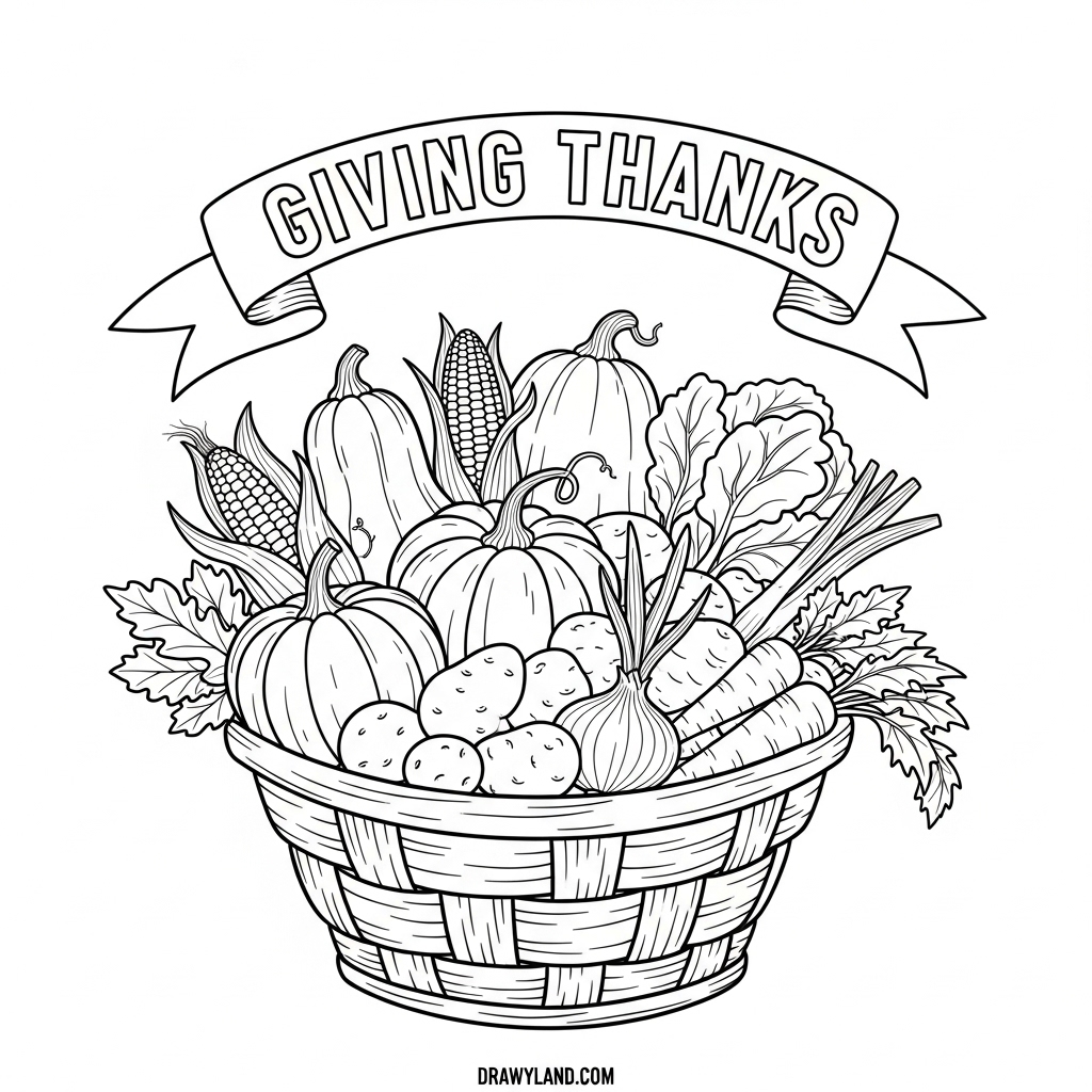 An adorable thankful turkey coloring page perfect for toddlers.