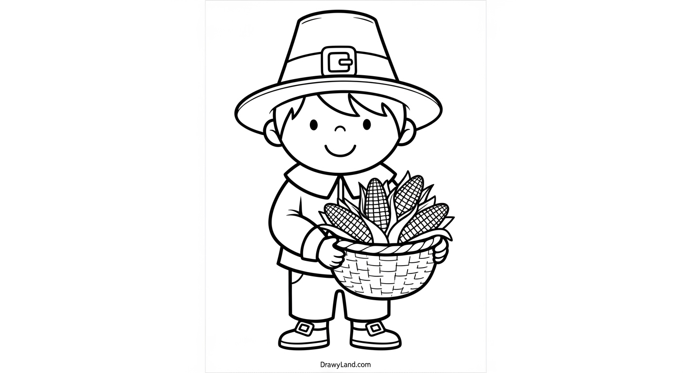 Easy Thanksgiving Coloring Pages (Free & Printable) printable cornucopia coloring sheet for preschool