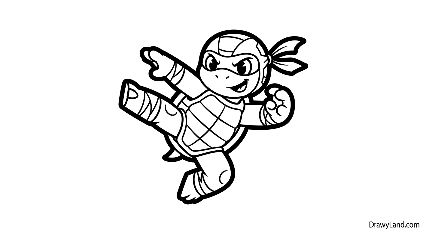 Free Printable TMNT Coloring Pages for Kids simple ninja turtle pictures to color for preschoolers