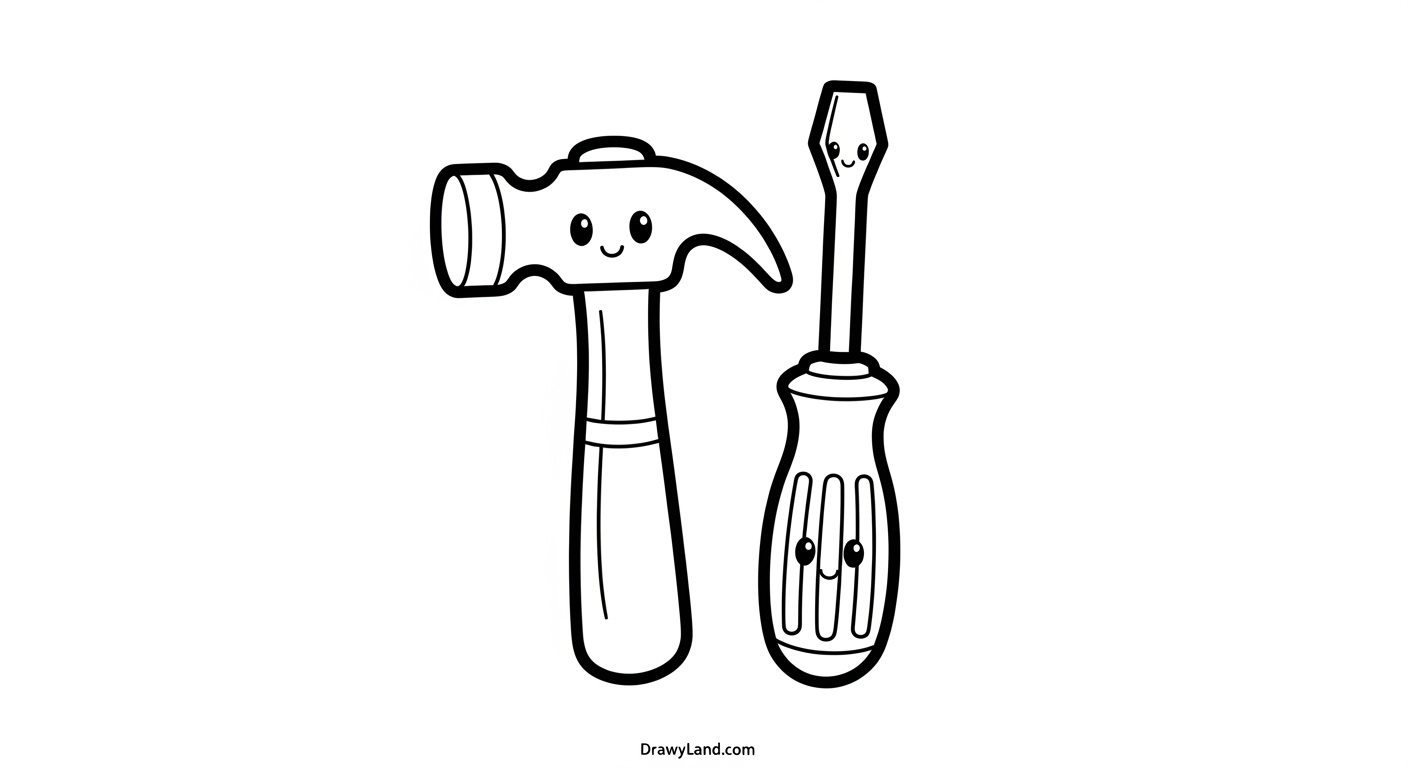 Free Printable Tools Coloring Page Collection for Kids simple tools coloring page for preschoolers
