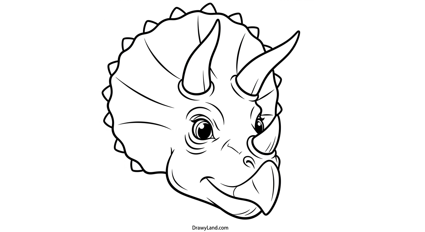 Free Printable Triceratops Coloring Pages easy triceratops outline for coloring by toddlers