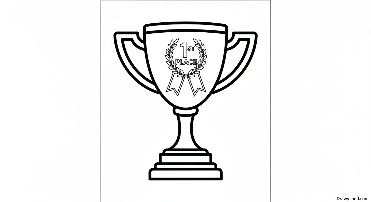 Free Printable Trophy Coloring Page for Champions An easy trophy outline with stars, perfect for preschool artists.