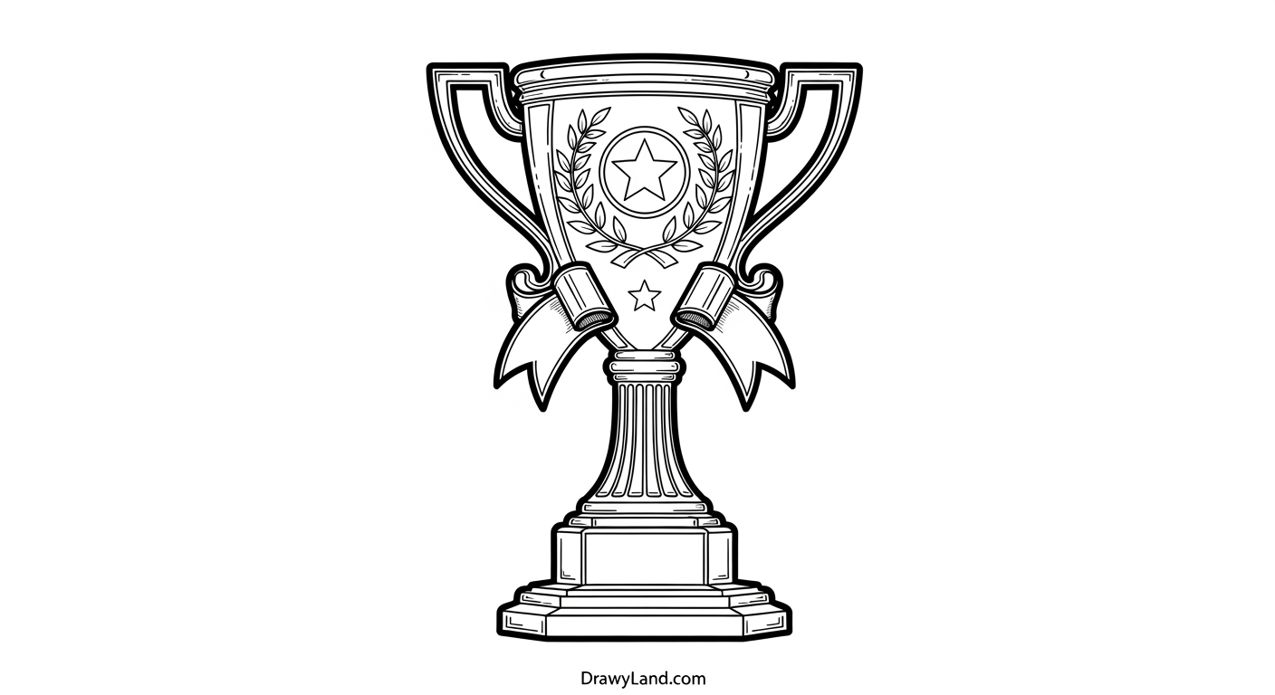 Free Printable Trophy Coloring Page for Champions A first place award trophy coloring page with a big number one.