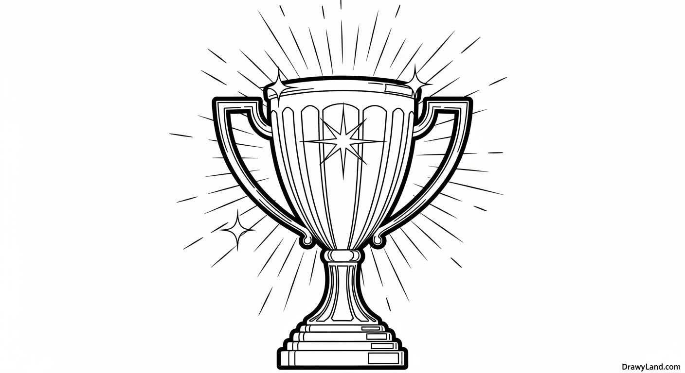Free Printable Trophy Coloring Page for Champions A detailed printable soccer trophy coloring page.