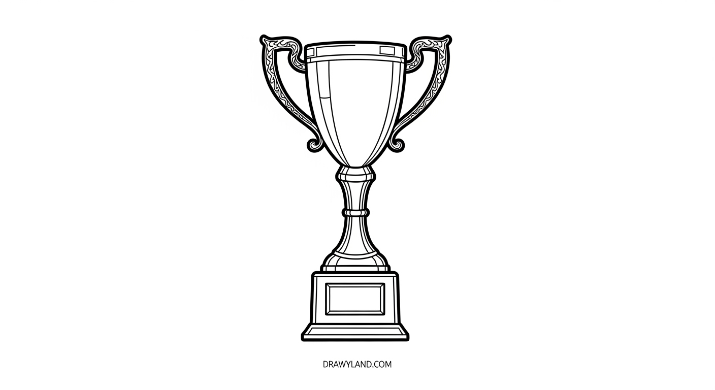 Free Printable Trophy Coloring Page for Champions A child's hand coloring a creative winner's trophy page.