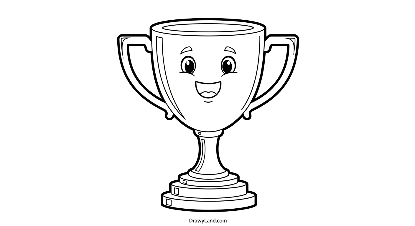 Free Printable Trophy Coloring Page for Champions A simple and elegant printable free trophy coloring sheet.