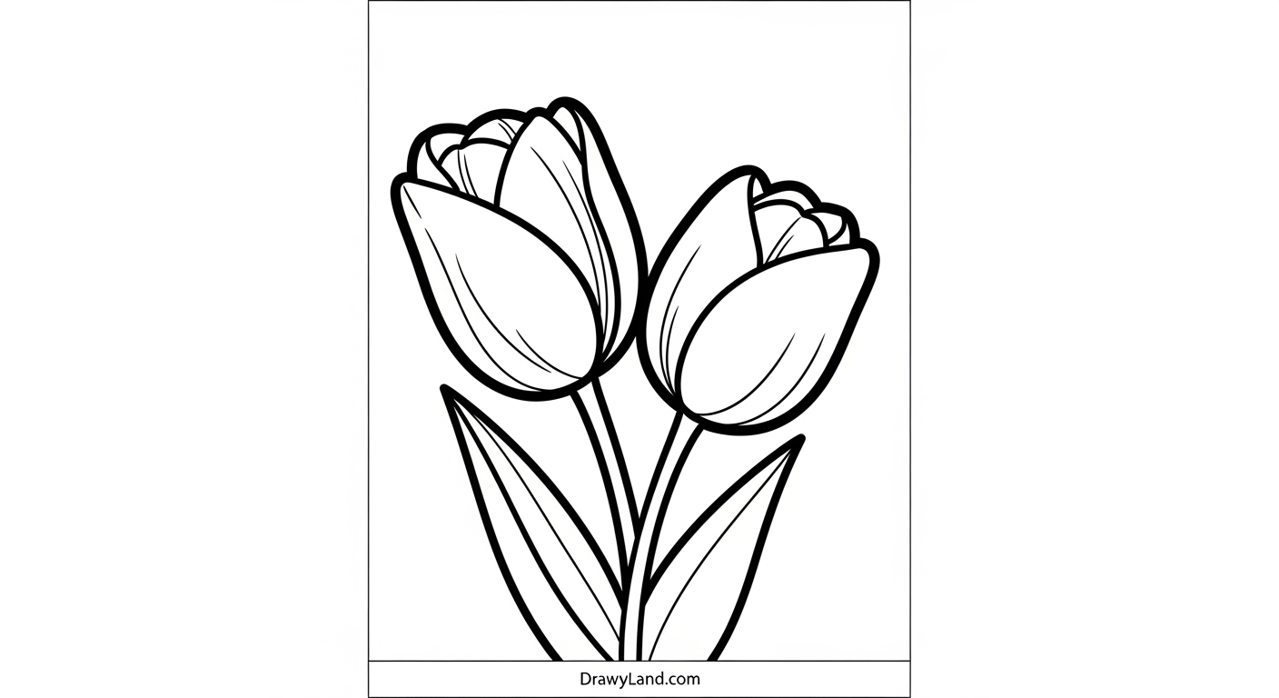 Free Printable Tulip Template to Color for Kids easy tulip template to color for toddlers