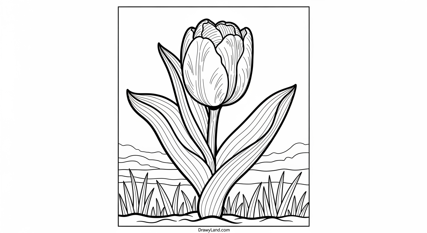 Free Printable Tulip Template to Color for Kids printable bouquet of tulips coloring sheet