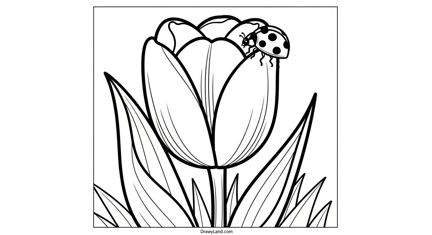 Free Printable Tulip Template to Color for Kids beautiful tulip drawing template for coloring