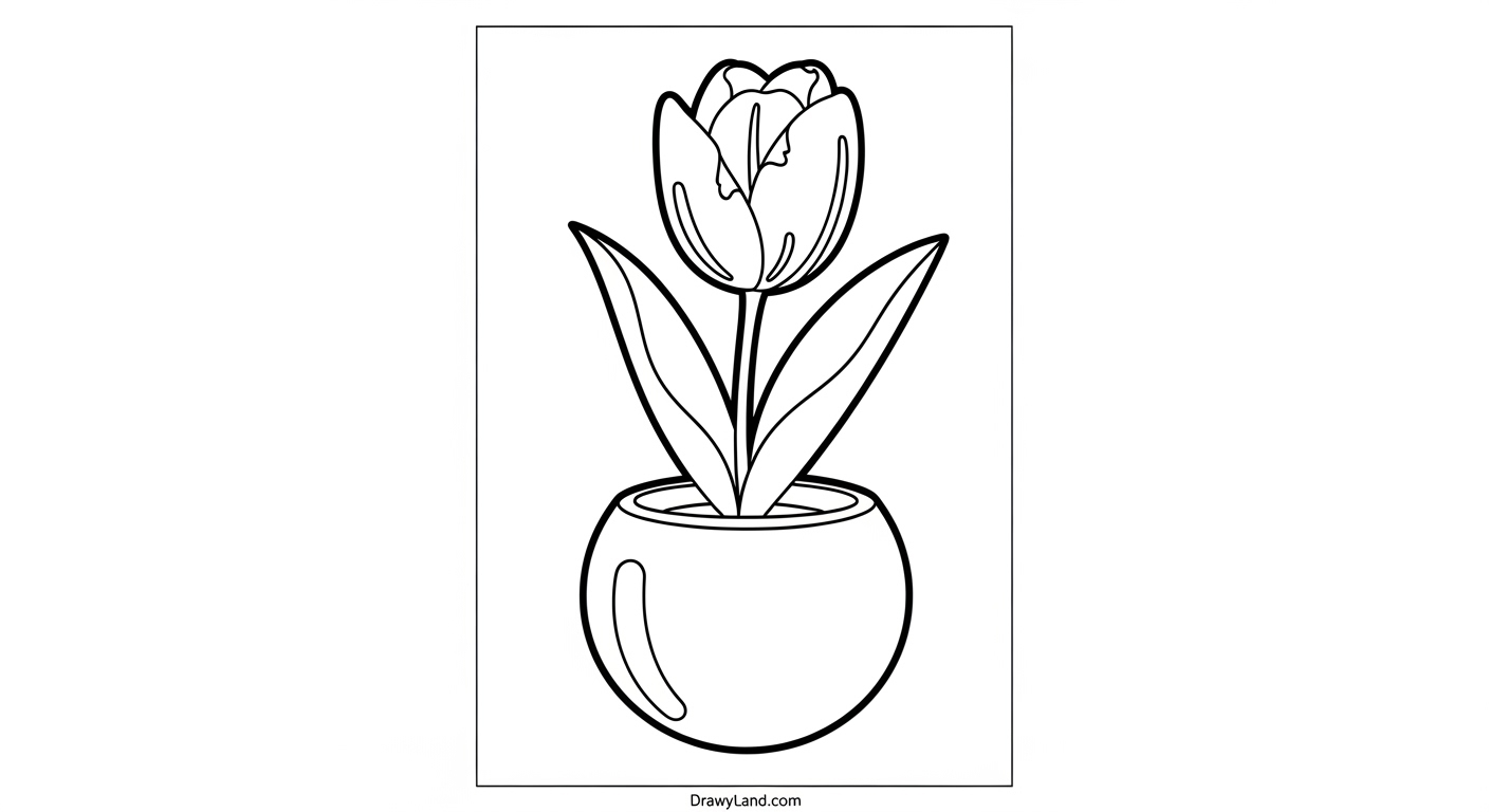 Free Printable Tulip Template to Color for Kids printable tulip coloring sheet with leaves