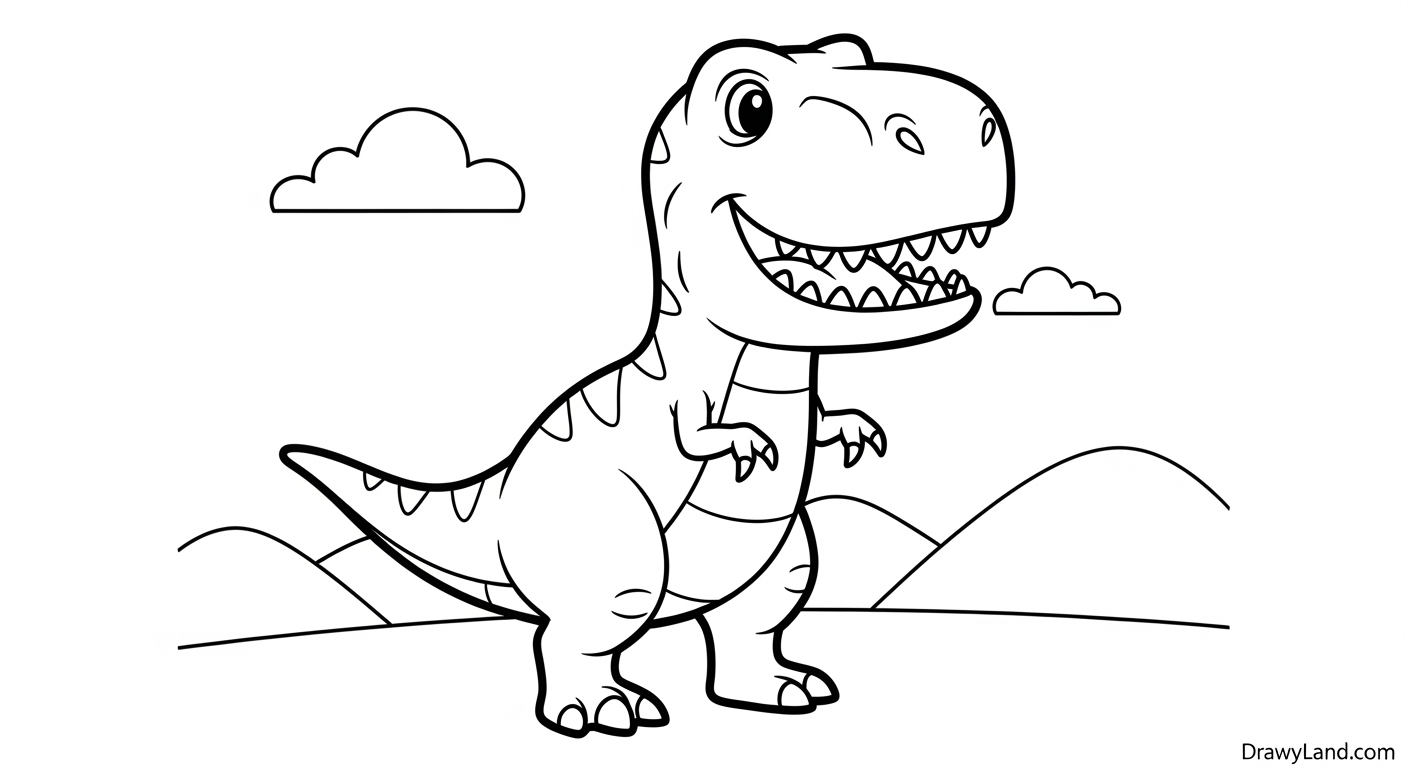Free Printable Tyrannosaurus Rex Coloring Pages Easy T-Rex dinosaur coloring pages for preschoolers