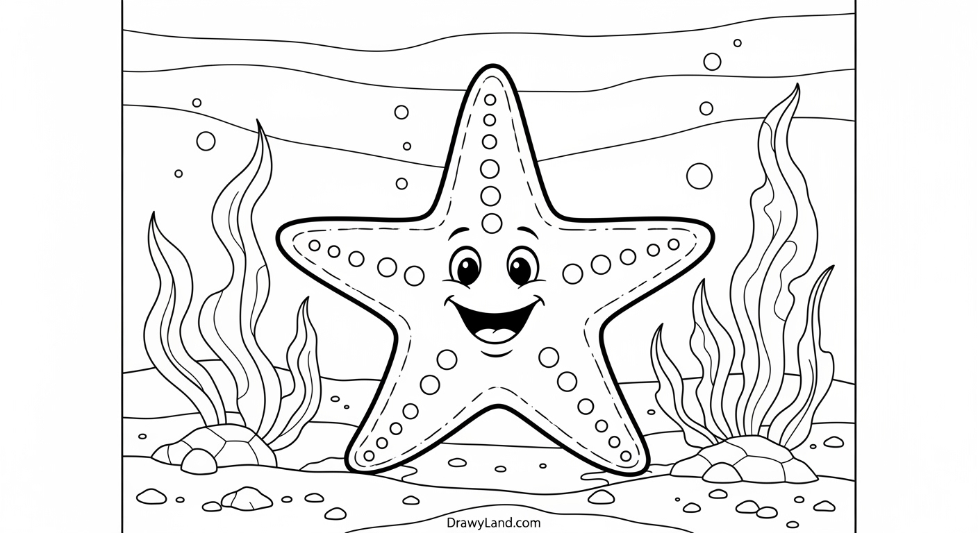 Free Printable Under the Sea Coloring Pages for Kids A detailed undersea scene coloring page with various sea creatures.