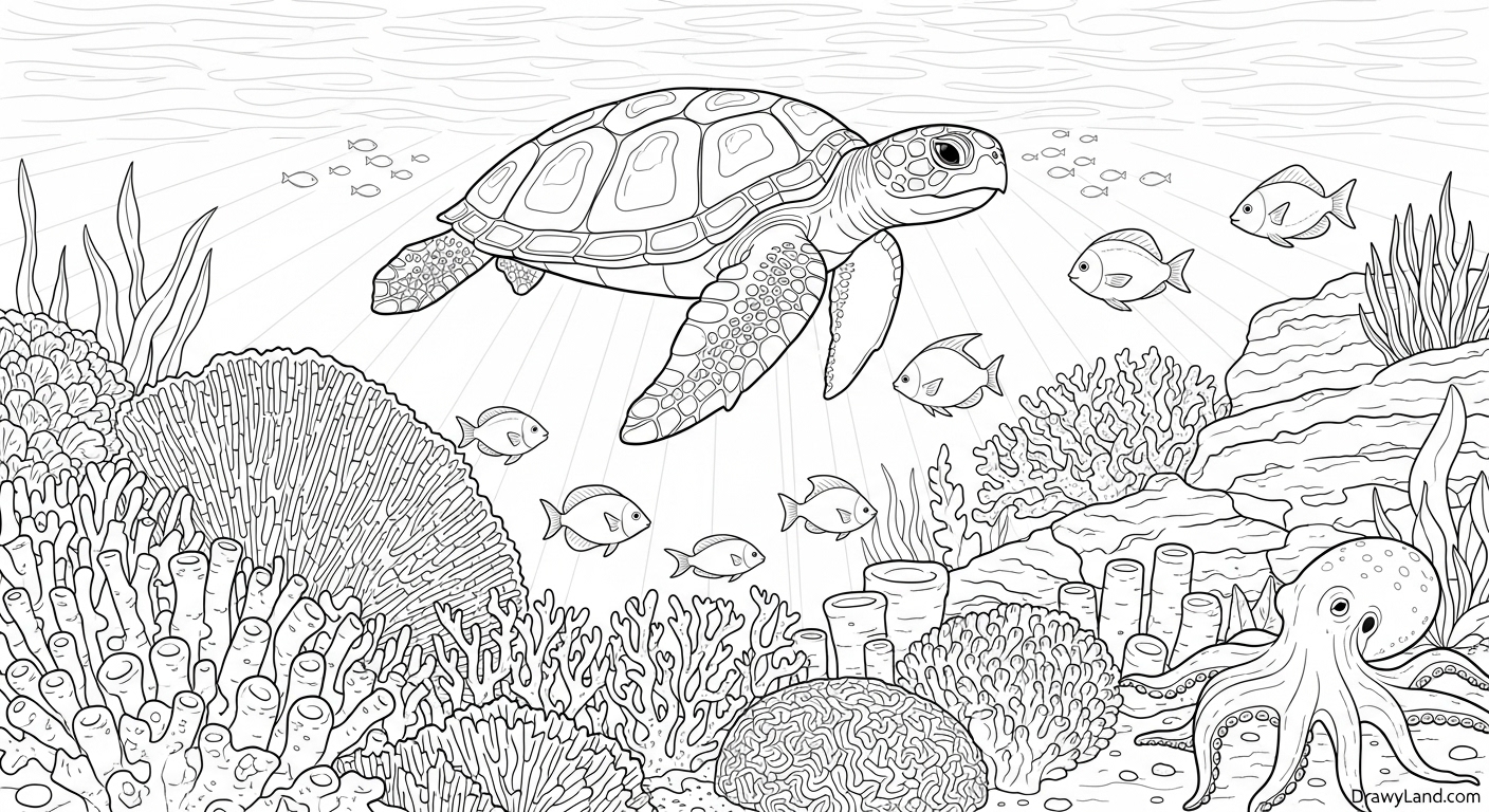 Free Printable Under the Sea Coloring Pages for Kids An easy under the sea coloring page for toddlers with a big starfish.