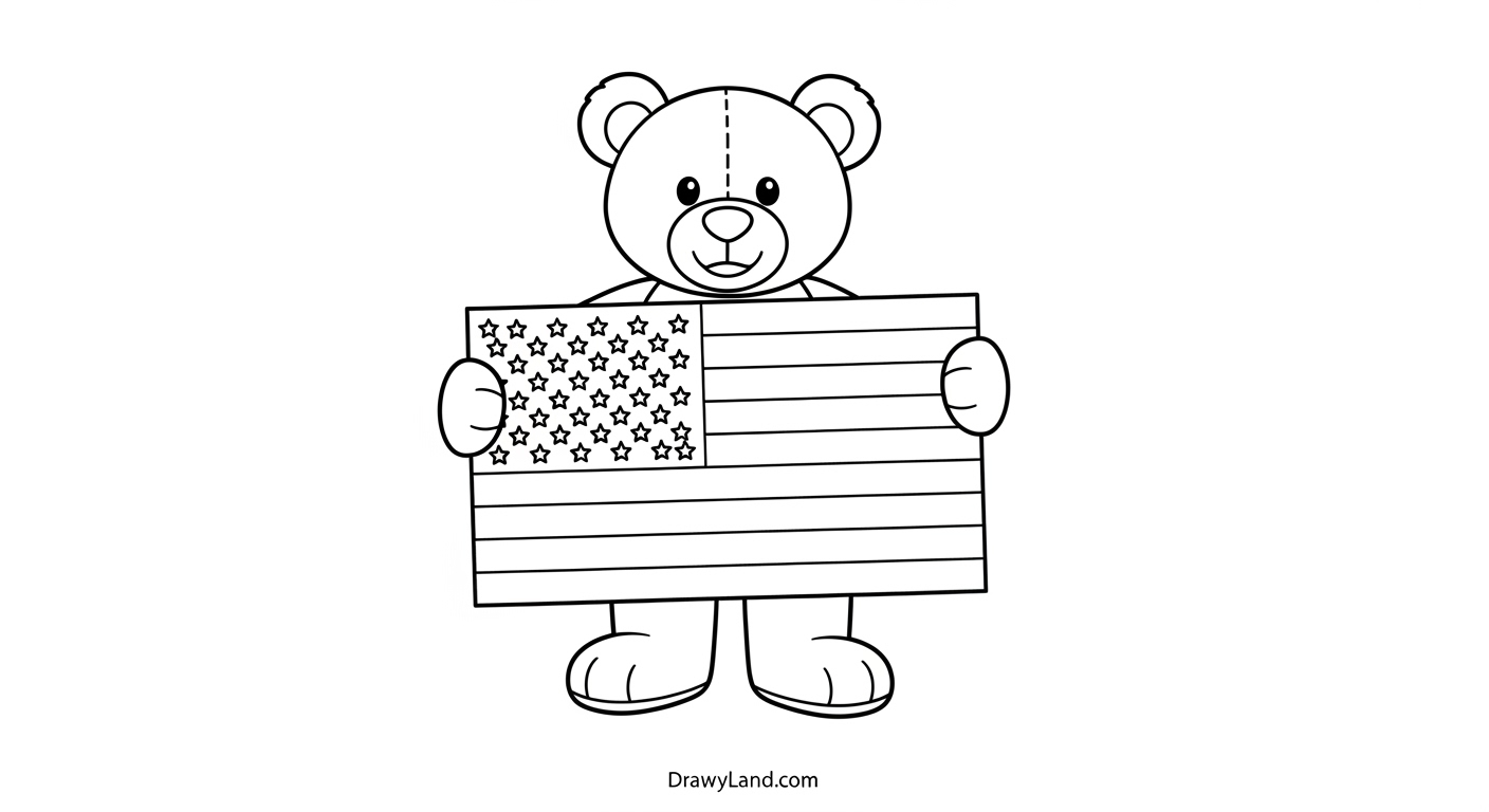 Free Printable USA Flag Coloring Page easy american flag coloring page for preschool