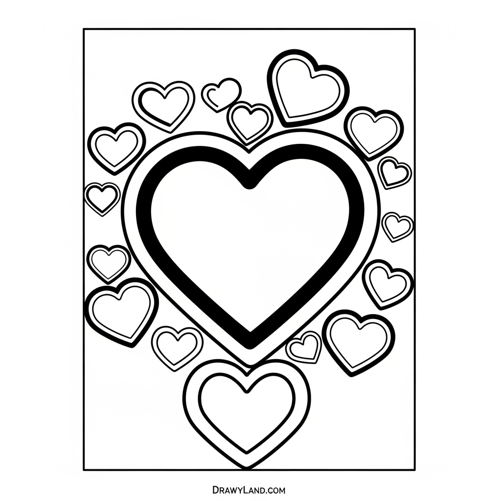 easy valentine's day coloring page for preschoolers