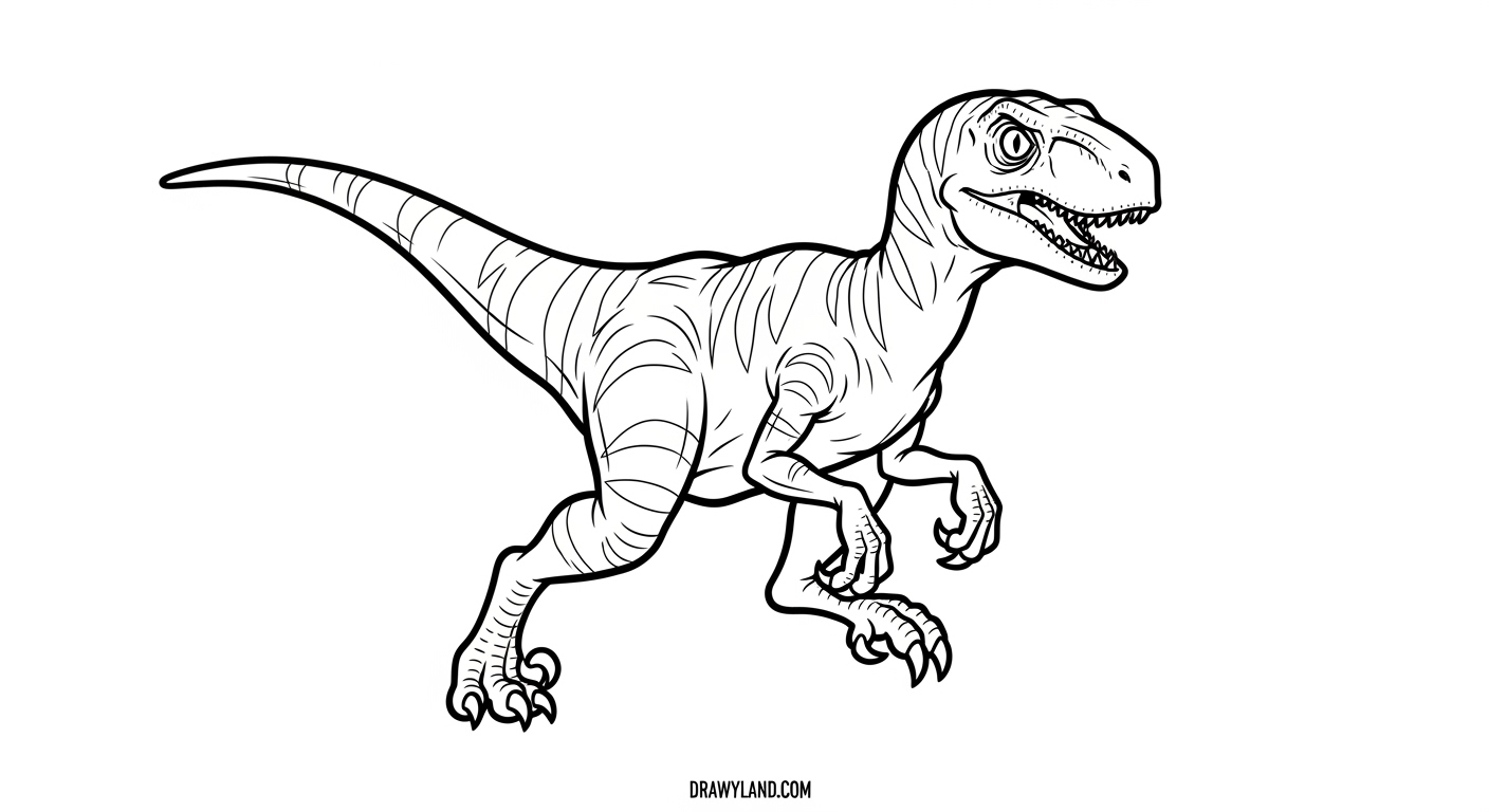 Free Printable Velociraptor Coloring Page for Kids An easy velociraptor coloring page for kids