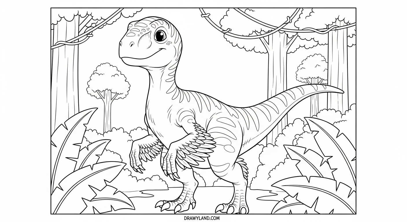 Free Printable Velociraptor Coloring Page for Kids A printable velociraptor coloring page for kids