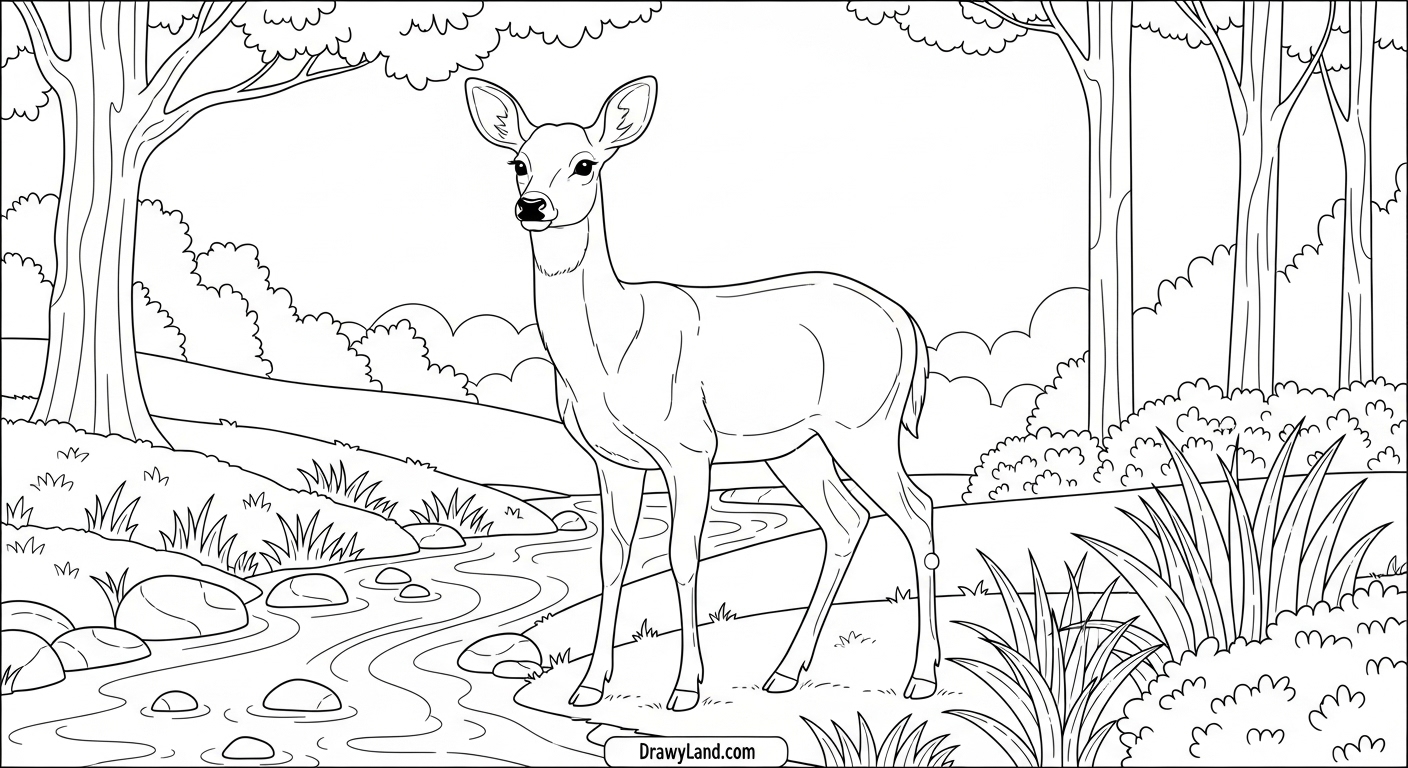 Free Printable Woodland Creatures Coloring Pages easy to color squirrel with acorn coloring sheet